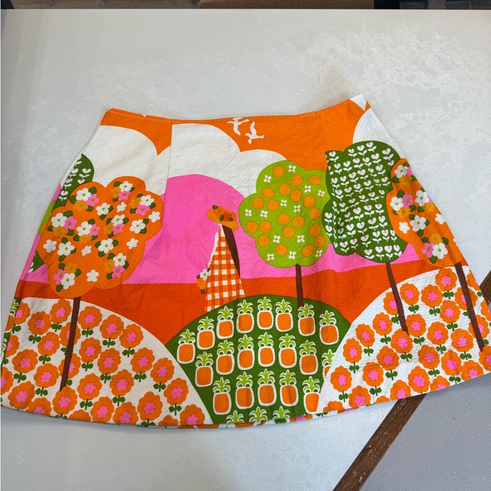 Handmade Colorful A-Line Vintage Print Skirt 1960s